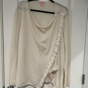 Lilly Pulitzer Alina Cashmere Wrap Cardigan in Cream, Size XL